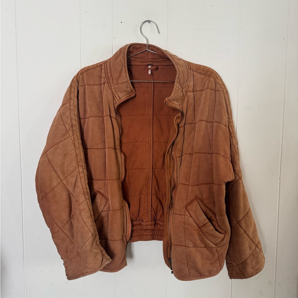 Free People Rust Dolman Quilted Knit Jacket
